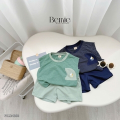 Set bộ tanktop kẻ ngang cho bé trai áo thun túi cách điệu kèm quần short 9 đến 25kg BERNIE P1124B88