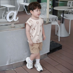 Set bộ tanktop họa tiết in trần cún cho bé trai kèm quần short 9 đến 25kg BERNIE H0225B31