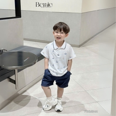 Set bộ polo cho bé trai họa tiết kẻ biển kèm quần short jean size 1 đến 7 tuổi BERNIE T1024B44