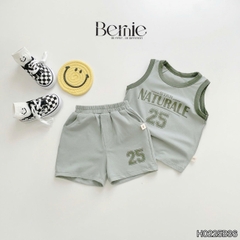 Set bộ ba lỗ cho bé trai phong cách thể thao áo thun số 25 kèm quần short 9 tới 29kg BERNIE H0225B36