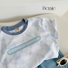 Set bộ loang tay ngắn cho bé trai họa tiết in chữ áo thun phối màu kèm quần short jean size 9 đến 28kg BERNIE H1124B83