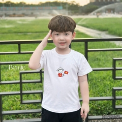 Áo thun tay ngắn unisex cho bé trai bé gái họa tiết in chữ Độc lập - Tự do size 9 tới 25kg BERNIE H0425A57
