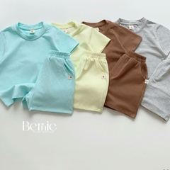 Set bộ quần áo cotton trơn basic cho bé trai bé gái mặc nhà đi học 8 tới 25kg BERNIE H0625B43