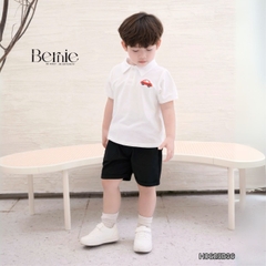 Set bộ polo tay ngắn cho bé trai họa tiết thêu ô tô kèm quần short kaki size 9 tới 25kg BERNIE H0625B36