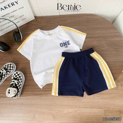 Set bộ thể thao tay raplang phối sọc viền màu kèm quần short cho bé trai size 9 tới 25kg BERNIE H0425B50