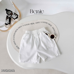Set bộ polo kẻ đen phối màu thêu cún kèm quần short kaki cho bé trai 1 đến 7 tuổi BERNIE H0625B02