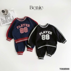 Set bộ dài thể thao chất thun cotton họa tiết hình in Player 88 kèm quần dài cho bé trai size 1 đến 7 tuổi BERNIE T0325B33