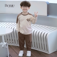 Set bộ tay dài cho bé trai tay áo phối màu họa tiết thêu BERNIE kèm quần dài 1 đến 7 tuổi H0425B58