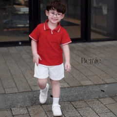 Set bộ polo tay ngắn cổ bo dệt khóa kéo kèm quần short cho bé trai size 1 đến 7 tuổi BERNIE H0725B59