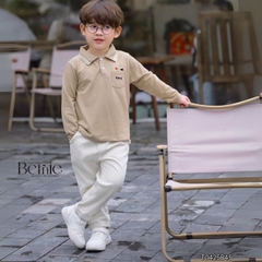 Set bộ polo dài tay chất polo cá sấu họa tiết thêu Gấu Boy kèm quần kaki dài cho bé trai size 1 đến 7 tuổi BERNIE T0425B45