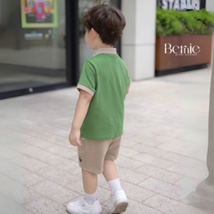 Set bộ polo tay ngắn họa tiết khủng long và ô tô kèm quần short đùi bé trai 9 tới 28kg BERNIE T0725B61