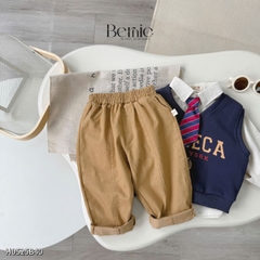 Set bộ gi lê 4 chi tiết áo sơ mi dài tay áo gi lê rời quần kaki kèm cà vạt size 1 đến 7 tuổi BERNIE H0525B40
