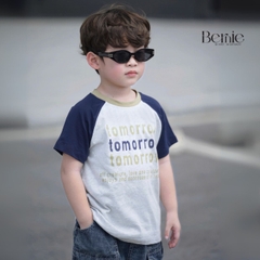 Set bộ tay ngắn raplang phối màu áo thun họa tiết Tomorrow và quần short jean bé trai 1 đến 7 tuổi BERNIE H0725B19