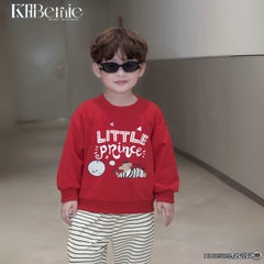 Set bộ nỉ dài tay họa tiết in chữ Little kèm quần dài kẻ ngang cho bé trai size 1 đến 7 tuổi BERNIE H0625B20