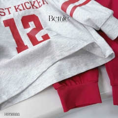 Set bộ thể thao tay dài cho bé trai tay áo phối màu họa tiết in chữ và số kèm quần dài size 9 tới 27kg BERNIE H0725B21