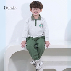 Set bộ polo thun cotton dài tay áo polo họa tiết hình in kèm quần dài cho bé trai size 9 tới 28kg BERNIE T0725B35