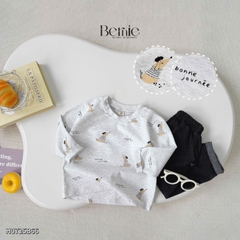 Set bộ thun cho bé trai tay dài áo thun họa tiết in cún hoạt hình quần dài da cá size 9 tới 28kg BERNIE H0725B66