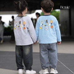 Áo thun áo phông tay dài họa tiết Animal unisex cho bé trai bé gái đi học đi chơi 9 đến 27kg BERNIE T0725A38