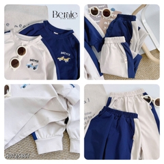 Set bộ thun cotton phối màu tay áo raplang dài cho bé trai họa tiết thêu Driver kèm quần dài 9 tới 28kg BERNIE H0725B67