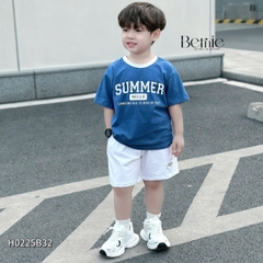 Set đồ thun tay ngắn basic phối màu cho bé trai mùa hè Hello summer size 1 đến 7 tuổi BERNIE H0225B32