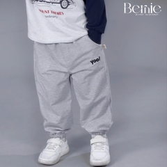 Quần dài quần nỉ da cá gấu bo chun họa tiết thêu chữ Yoo cho bé trai bé gái size 9 tới 25kg BERNIE T0925Q06