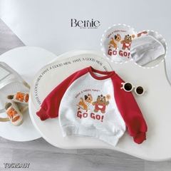 Áo thun Sweater Brit tay dài raplang phối màu họa tiết hoạt hình cho bé trai bé gái 1 đến 7 tuổi BERNIE T0625A07