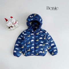 Áo khoác gió chần bông kèm nón nhiều màu cho bé trai bé gái size 11kg tới 25kg BERNIE T0125A25