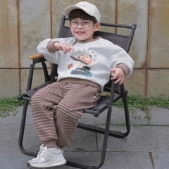 Set bộ nỉ dài tay họa tiết hoạt hình Clever kèm quần dài kẻ ngang cho bé trai size 9 tới 28kg BERNIE H0725B20