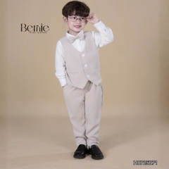 Set bộ vest hoàng gia 6 chi tiết dài tay màu nâu bé trai đi tiệc đi sự kiện size 9 tới 28kg BERNIE H0725B71