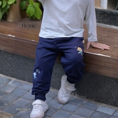 Quần dài quần nỉ da cá gấu bo chun họa tiết thêu chữ Yoo cho bé trai bé gái size 9 tới 25kg BERNIE T0925Q06