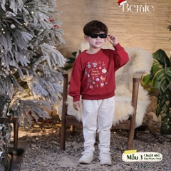 Áo Noel màu đỏ áo thun Giáng sinh dài tay cho bé trai bé gái size 1 đến 7 tuổi BERNIE T1025A04
