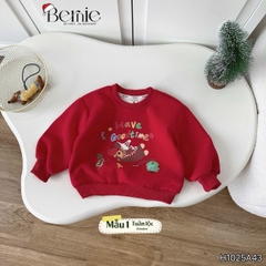 Áo Noel màu đỏ áo thun Giáng sinh cho bé trai bé gái tay dài chất nỉ 2 da size 1 đến 7 tuổi BERNIE H1025A43