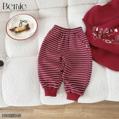 Set bộ nỉ dài tay màu đỏ họa tiết Happy Pup kèm quần dài kẻ ngang cho bé trai size 10 tới 27kg BERNIE H1025B46