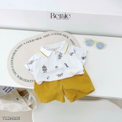 Set bộ polo bé trai áo thun polo họa tiết khủng long quần short kaki 1 đến 7 tuổi BERNIE H1124B39