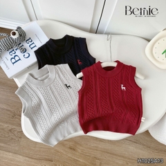 Áo gile len dệt unisex bé trai bé gái phối hình thêu Tuần lộc phong cách hàn quốc 1 đến 7 tuổi BERNIE H1025A13