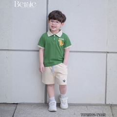 Set bộ polo tay ngắn họa tiết khủng long và ô tô kèm quần short đùi bé trai 9 tới 28kg BERNIE T0725B61