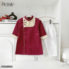 Set áo dài cách tân kèm quần cho bé trai gấm vân mây Minh quân mặc Tết size 11 đến 28kg BERNIE H0925B34