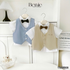  Set vest gi lê tay ngắn 4 chi tiết phối màu Classic Boy cho bé trai phong cách Hàn quốc size 8 tới 25kg BERNIE T1025B03