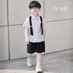 Set sơ mi sọc dây đai Urban bé trai phong cách công tử quần short BERNIE T1025B36Đ