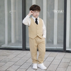 Set vest gi lê tay dài Luxe cho bé trai 4 chi tiết phong cách Hàn quốc size 8 tới 25kg BERNIE H1225B22Đ