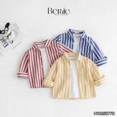 Set đồ áo sơ mi dài tay kèm quần jean và áo thun bên trong, set sơ mi dài sọc kẻ phong cách hàn quốc 1 đến 7 tuổi BERNIE H1025B77Đ