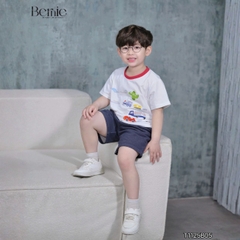  Set bộ tay ngắn cho bé trai áo thun họa tiết Trafic sắc màu phối quần short size 9kg tới 28kg BERNIE T1125B05