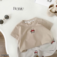 Set bộ tay ngắn họa tiết thêu Let's play kèm quần short nỉ chân cua cho bé trai size 9 tới 28kg BERNIE T1125B56