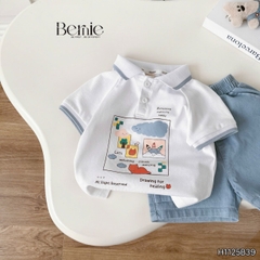 Set bộ polo tay ngắn cho bé trai họa tiết Baby Cloud kèm quần short size 9 tới 28kg BERNIE H1125B39