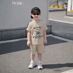 Set bộ cộc phong cách thể thao áo cotton họa tiết Home run kèm quần short cho bé trai size 9 tới 28kg BERNIE H1025B50