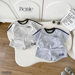 Set bộ bé trai tay ngắn phối màu họa tiết loang Cheese kèm quần short size 9 tới 28kg BERNIE T1125B21