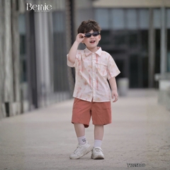 Set sơ mi cho bé trai áo tay ngắn họa tiết loang kèm quần short cho bé trai size 11 tới 28kg BERNIE T1225B08