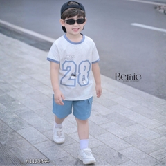 Set bộ tay ngắn cho bé trai họa tiết Best friend 28 kèm quần short kaki size 9 tới 28kg BERNIE H1125B44