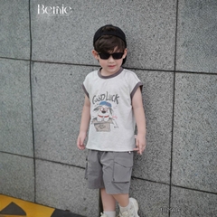 Set bộ tanktop áo thun họa tiết Poppy năng động kèm quần short cho bé trai  size 9 đến 25kg BERNIE T1125B06