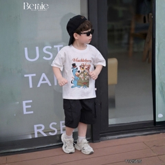 Set bộ tay ngắn đi chơi đi biển cho bé trai áo loang Houd và quần short kaki size 9 tới 28kg BERNIE T1125B15